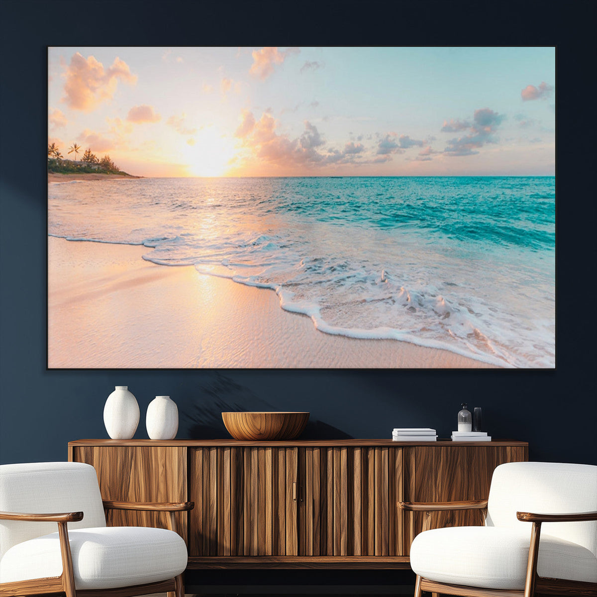 Beach Wall Art - Stunning Ocean Sunset Canvas Print with