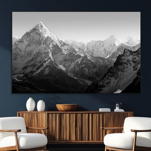 Everest Himalaya Mountain Peaks Black & White Triptych
