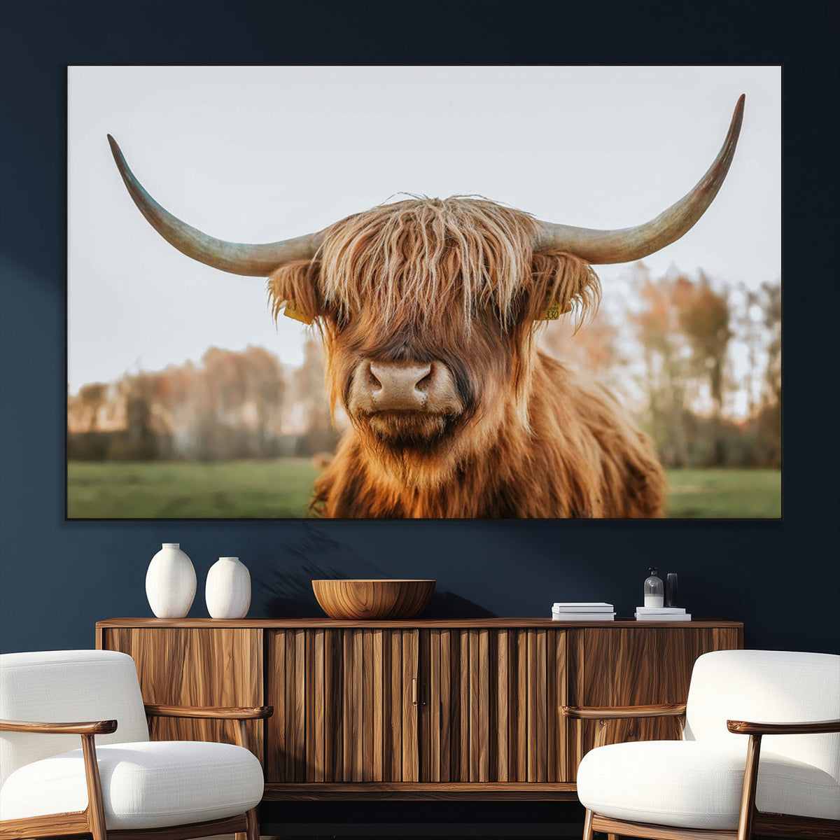 Highland Cow Animal Scottish Cattle Art Print Farmhouse Wall