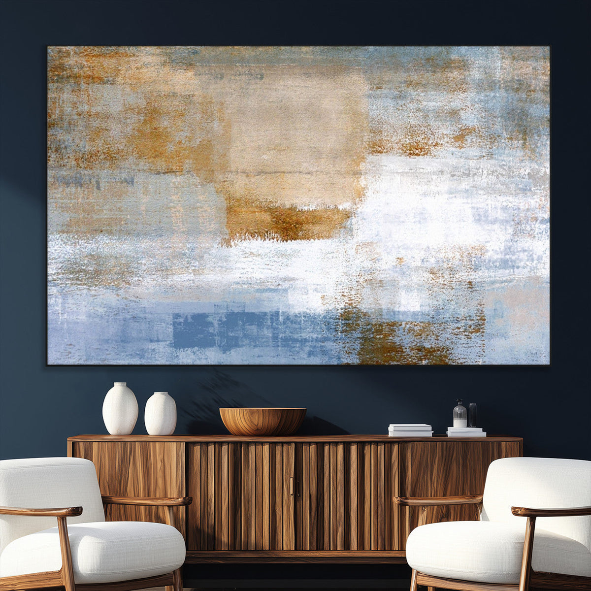 Blue Multi Panel Abstract Wall Art Canvas, Abstract Blue and