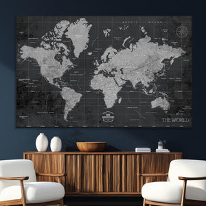 World Map Canvas Print – Detailed Map of the World Wall Art