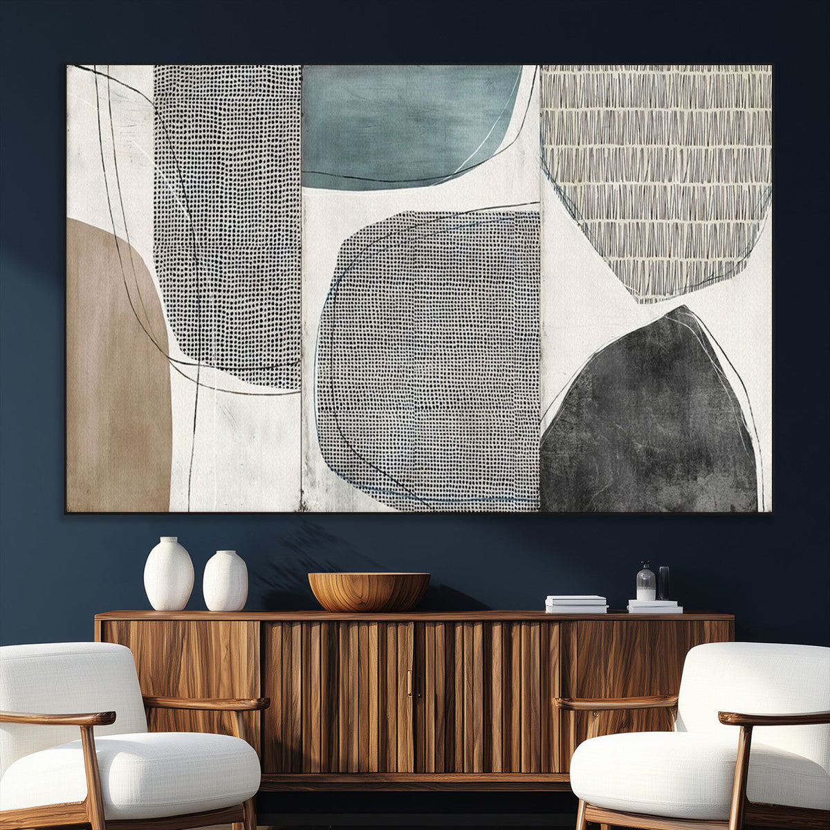 Canvas Print Wall Art Abstract Art Boho, Framed Boho Decor