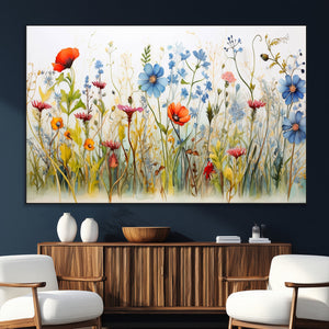 Colorful Wildflower Canvas Wall Art - Vibrant Floral