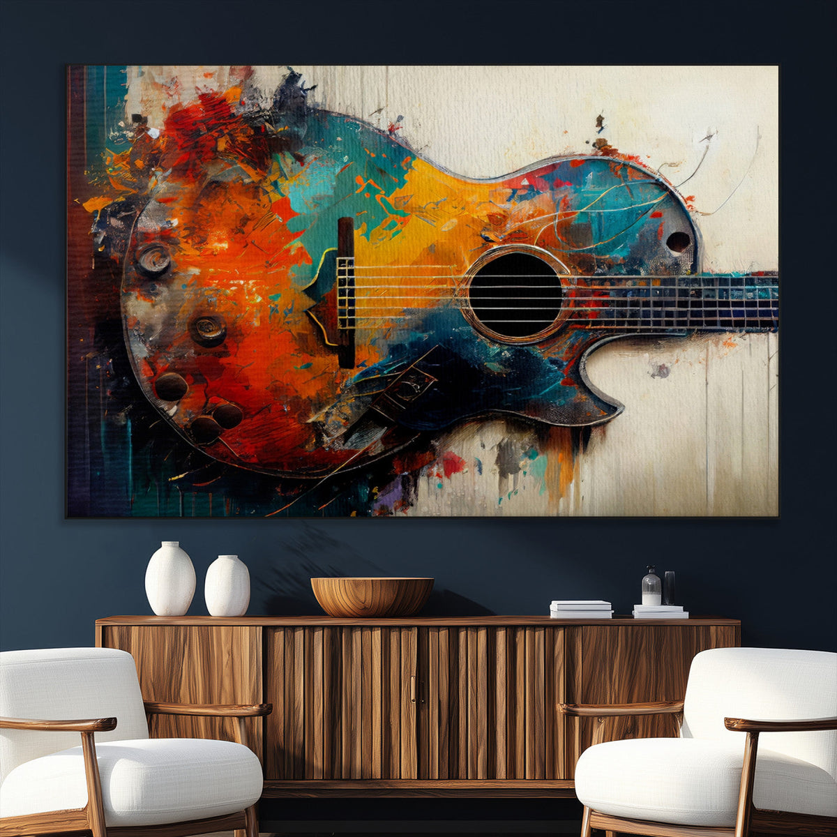 Abstract Guitar Wall Art Canvas | Vibrant Music-Inspired Art
