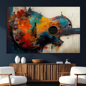 Abstract Guitar Wall Art Canvas | Vibrant Music-Inspired Art