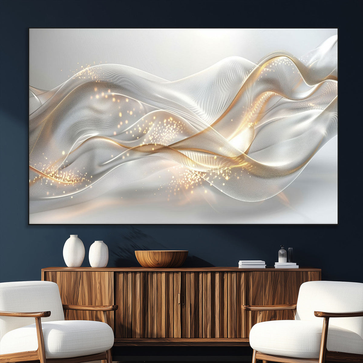 Abstract art Grey and Gold Lines Wall Art