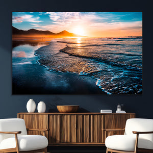 Sunset Beach Ocean Canvas Wall Art – Tranquil Ocean