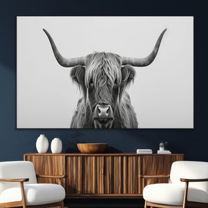 Farmhouse Longhorn Wall Art Canvas Print, Longhorn Texas