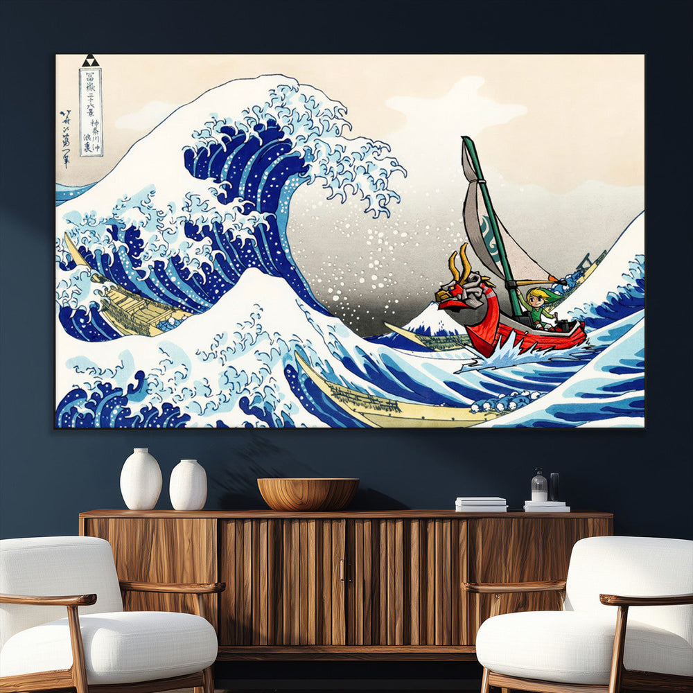 Katsushika Hokusai Kanagawa Giant Wave Wall Art Canvas Print