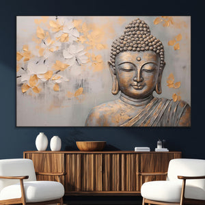 Abstract Buddha Statue Wall Art Canvas Print - Modern