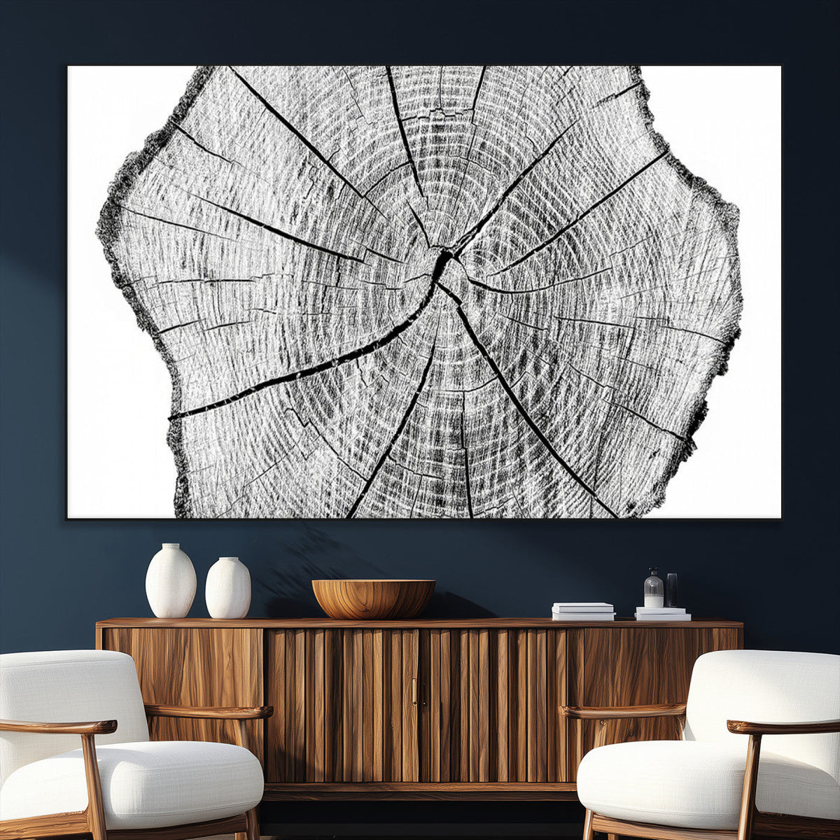 Rustic Tree Ring Wall Art Canvas Print – Framed and Ready to