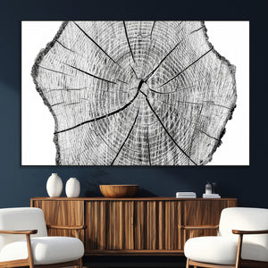 Rustic Tree Ring Wall Art Canvas Print – Framed and Ready to