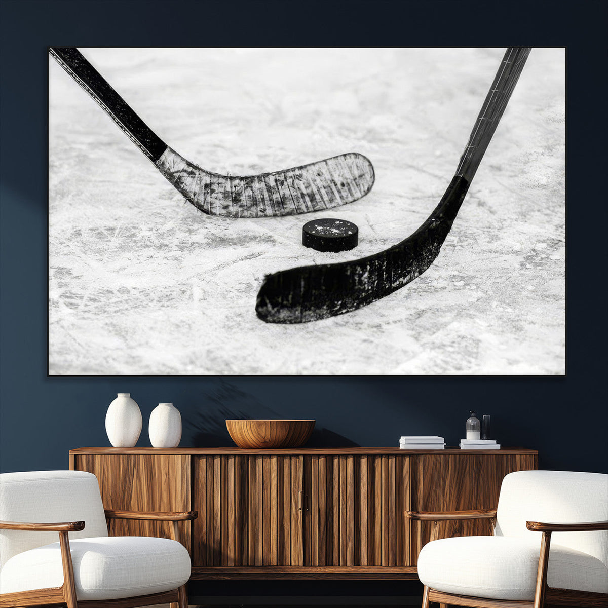 Winter Ice Hockey Sport Canvas Wall Art Print - Hockey Wall