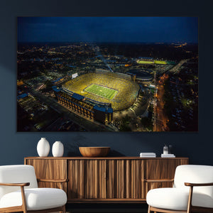 Michigan Stadium Night Game Wall Art – Sports Arena Aerial