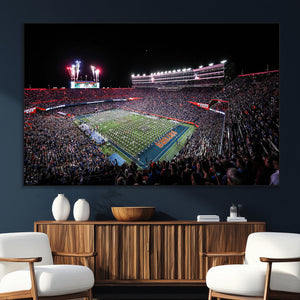 Ben Hill Griffin Stadium Night Game Triple Canvas Wall Art -