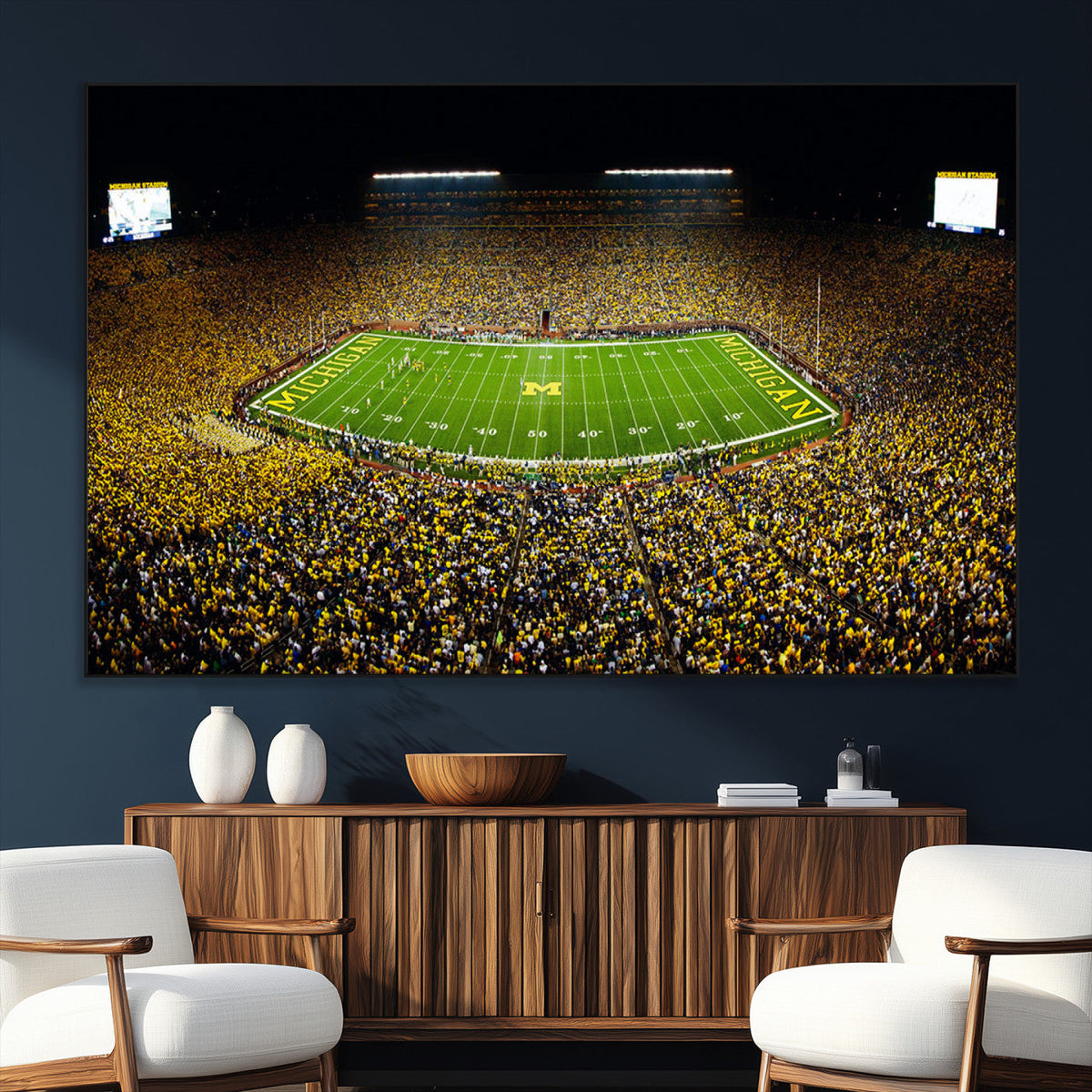 Stadium in Michigan Wall Art Canvas Print, Framed American