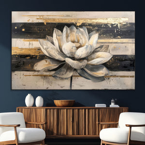 Lotus Flower Wall Art – Framed Abstract Floral Canvas