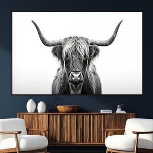 Highland Wall Art Canvas Print – Minimalist Black and White
