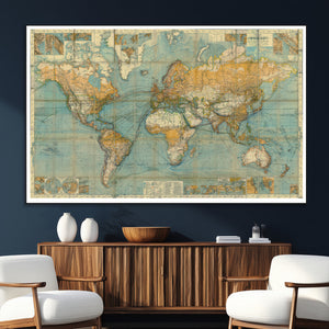 Push Pin World Map Canvas Print – Travel Tracker Wall Art