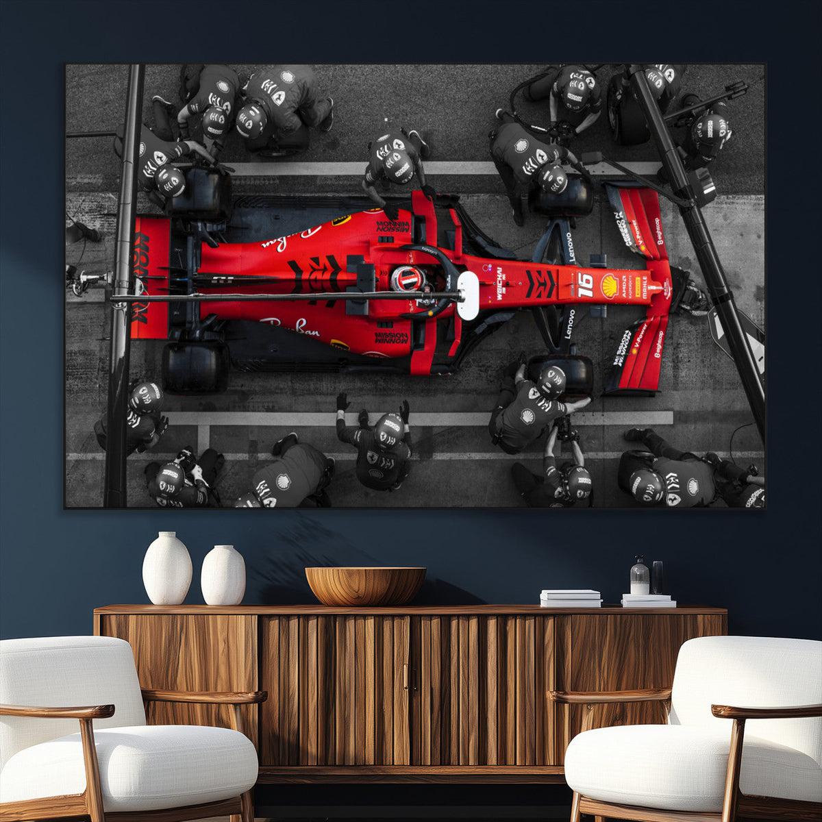 Ferrari Pit Stop Canvas Wall Art – Precision and Speed