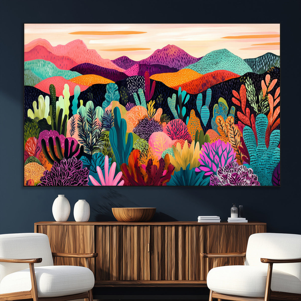 Abstract Kusama Print - Landscape Canvas Wall Art Print -