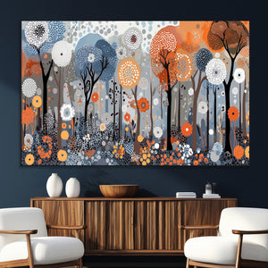 Abstract Winter Landscape Canvas Wall Art Print - Large