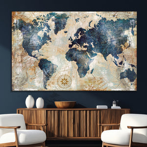 World Map Canvas Print – Framed Wall Art for Couples,