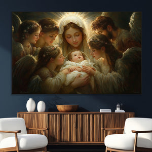 Mary Jesus Canvas Wall Art Print - Madonna and Child with