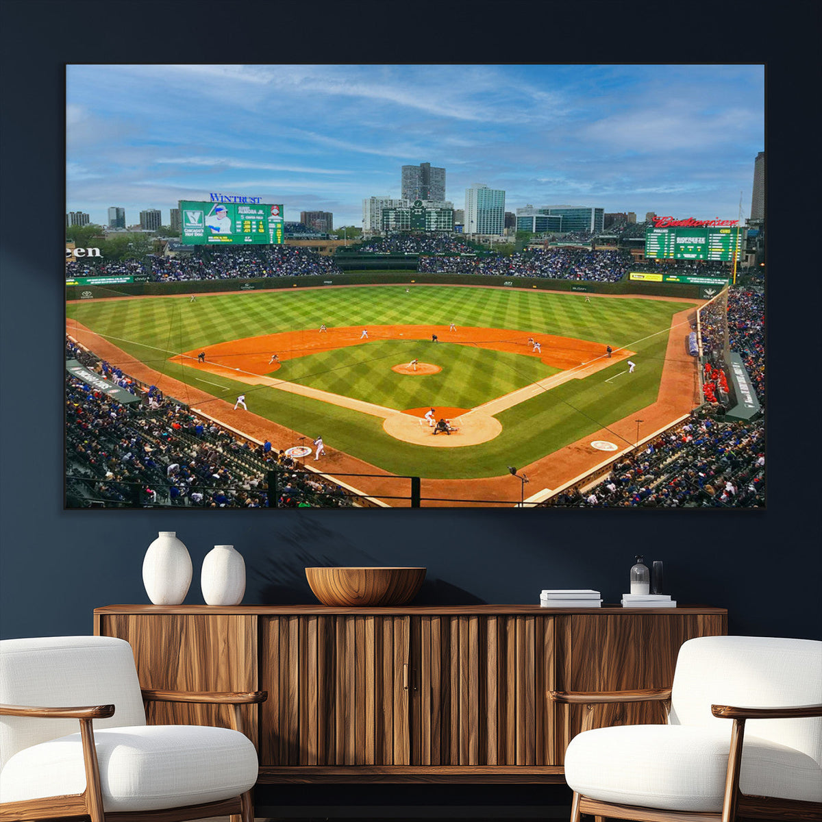 Wrigley Field Chicago Cubs Panoramic Canvas Print –