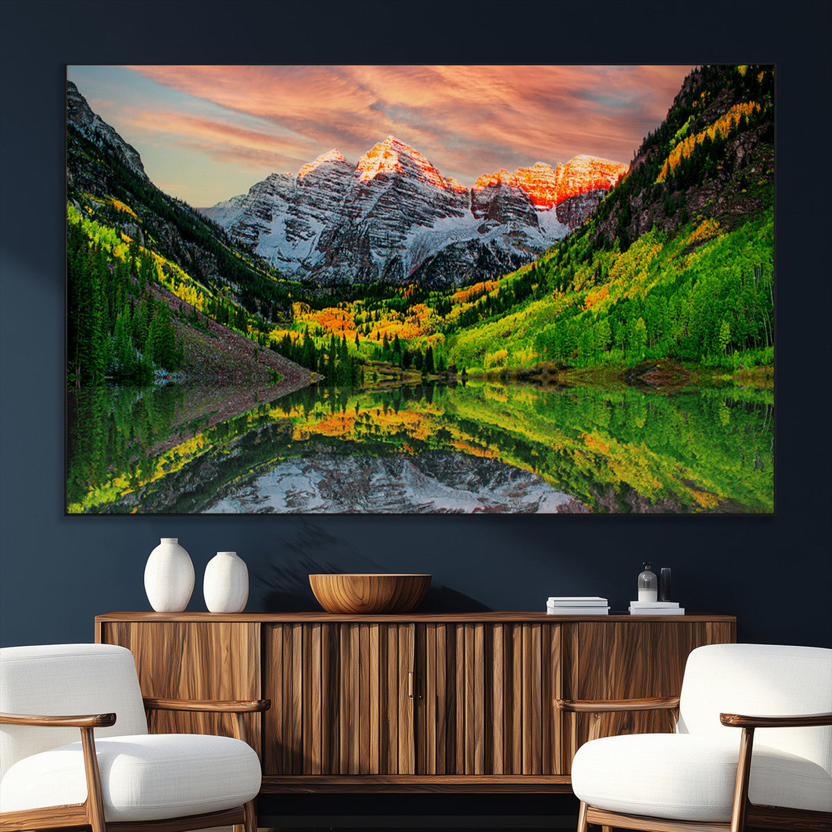 Maroon Bells Lake Wall Art Canvas Print – Framed Majestic