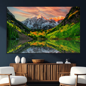 Maroon Bells Lake Wall Art Canvas Print – Framed Majestic