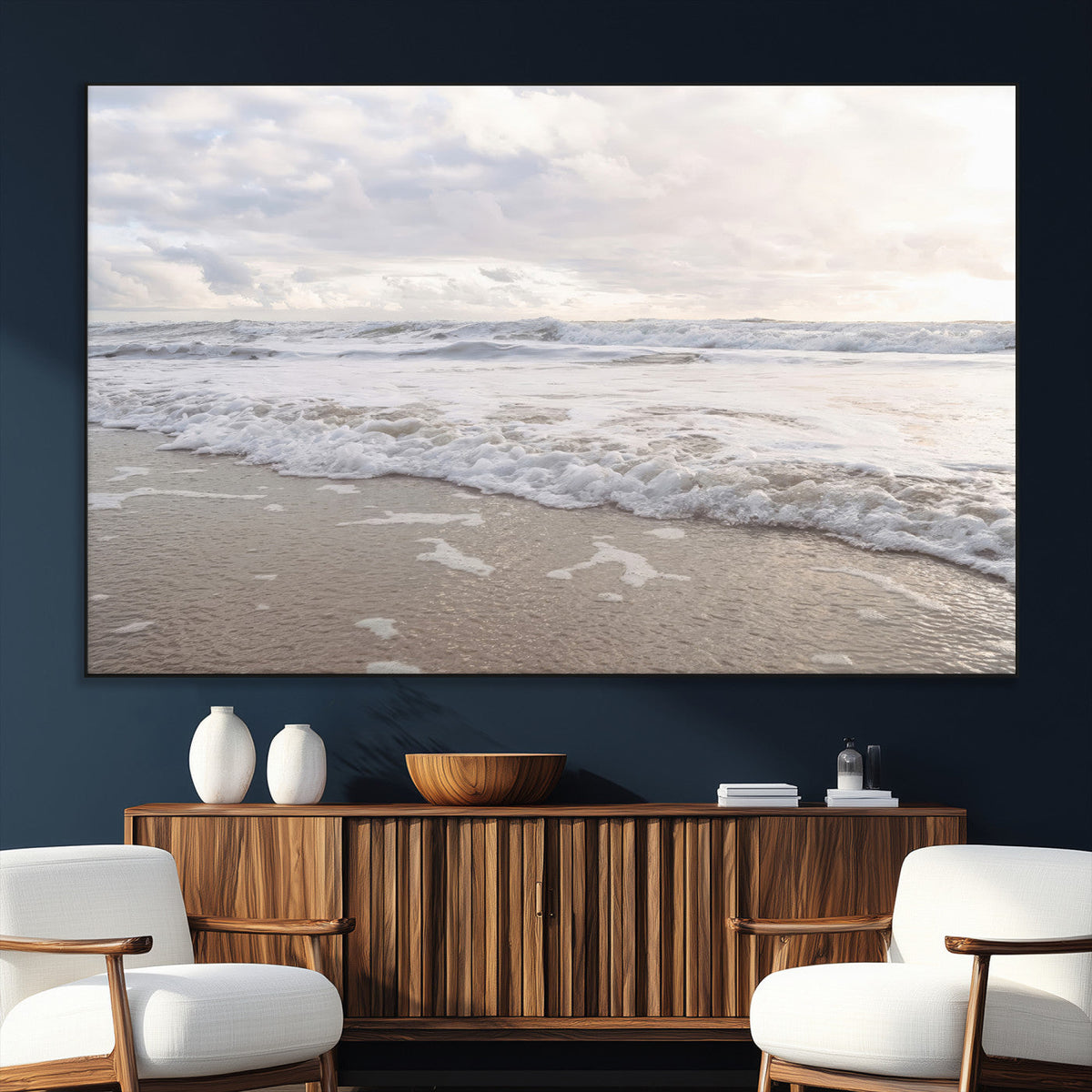 Ocean Waves Wall Art Canvas Print – Framed Coastal Shoreline