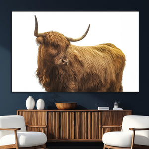 Highland Cow Wall Art Canvas Print – Framed Farmhouse Rustic