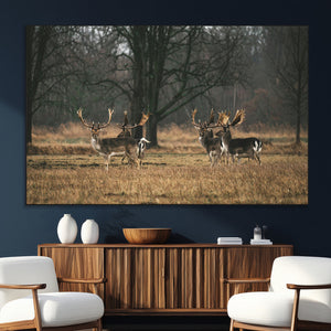 Deer Wall Art Canvas Print – Framed Rustic Wildlife Stags