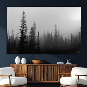 Misty Pines Wall Art Canvas Print – Framed Woodland