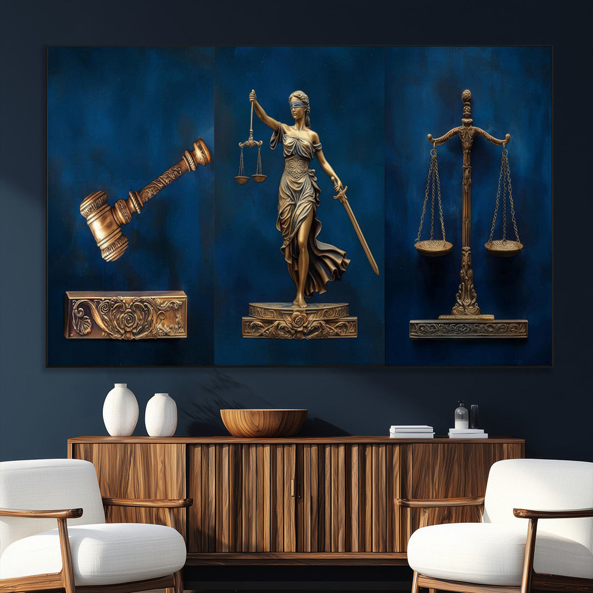Lady Justice Wall Art Canvas Print – Elegant Gold Legal
