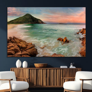 Coastal Landscape Wall Art Canvas Print – Rocky Shore and
