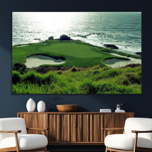 Coastal Golf Course Wall Art Canvas Print – Scenic Green