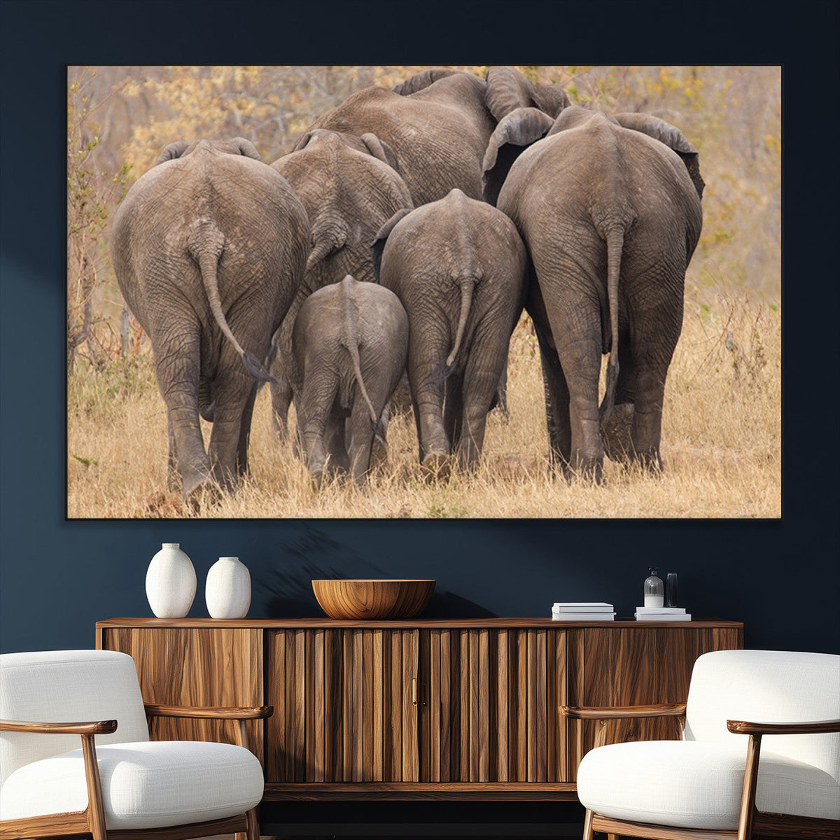 Wild Elephant Wall Art Canvas Print