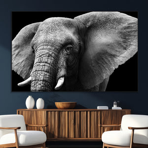 Big Elephant Close Up Wall Art Canvas Print