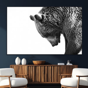 Black and White Grizzly 399 Bear Canvas Print Wall Art |