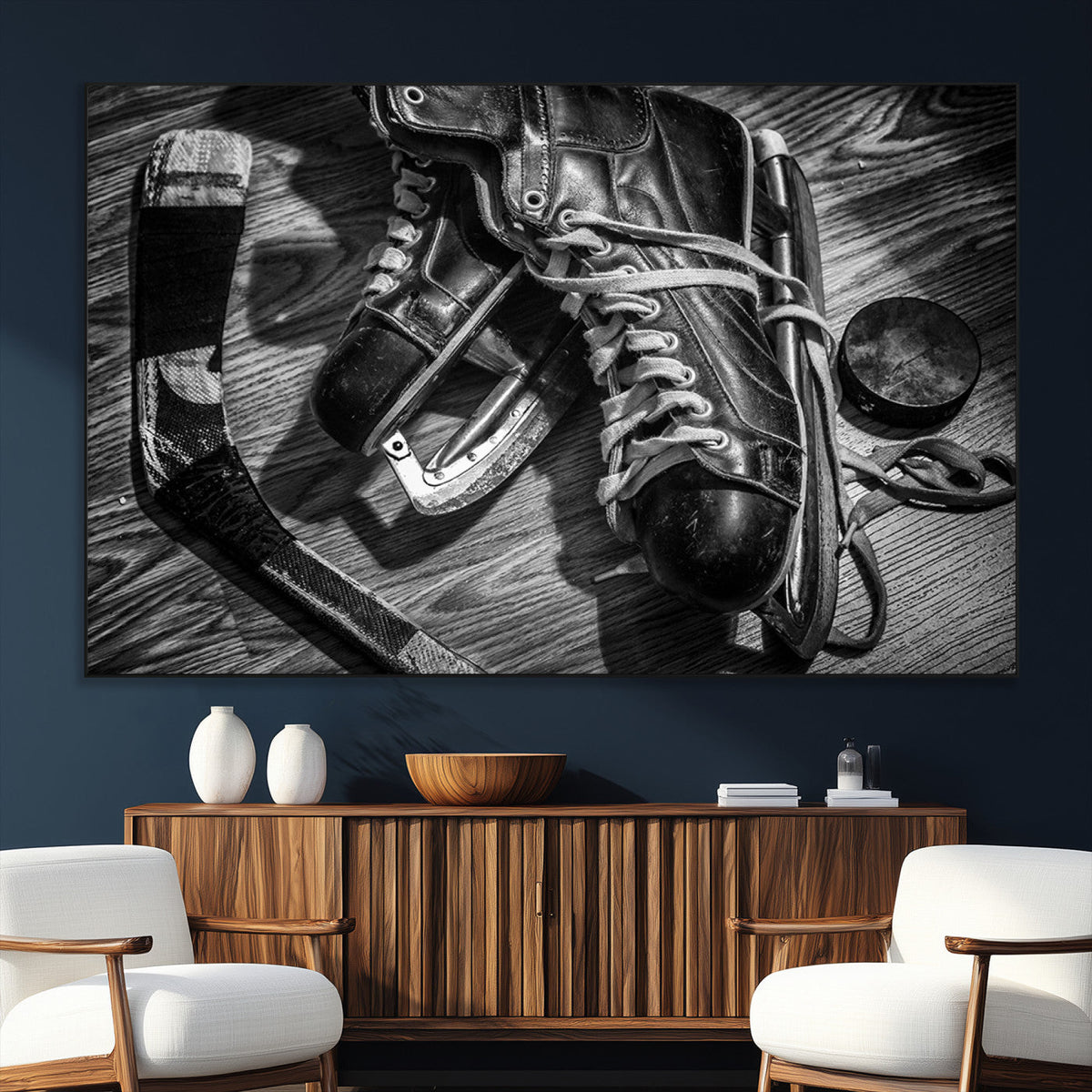 Old Pair of Mens Skates Wall Art Canvas, Men Skates Wall Art