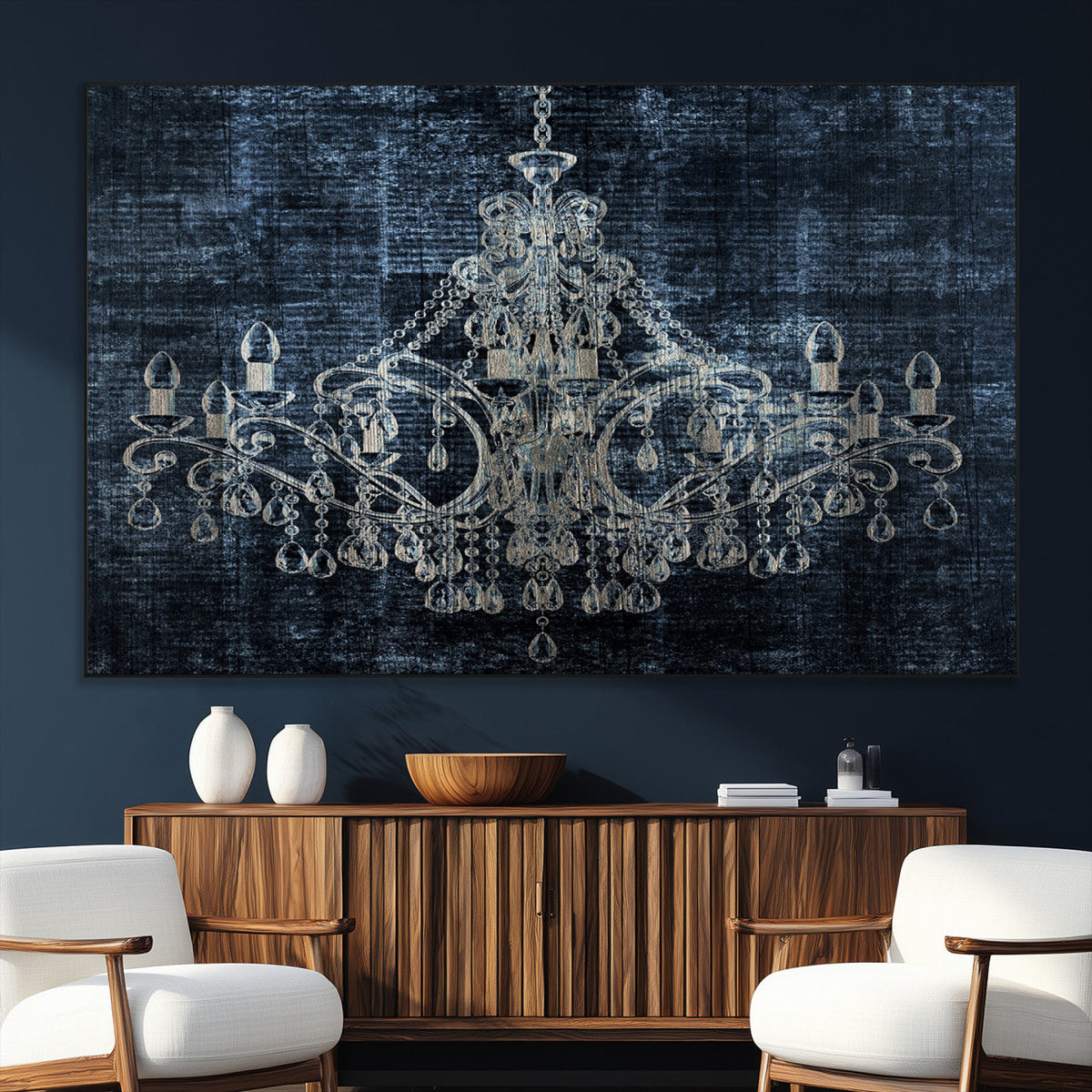 Dark Chandelier Wall Art Canvas Print