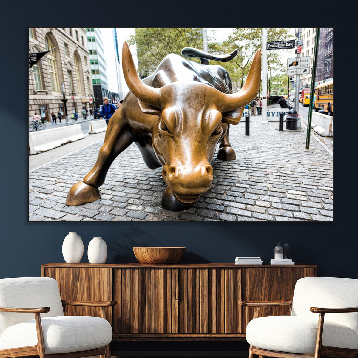 Charging Bull Wall Art Canvas Print