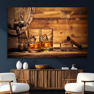 Rustic Whiskey and Barrel Canvas Print
