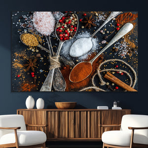 Spices and Seasonings Canvas Wall Art – Colorful Triptych