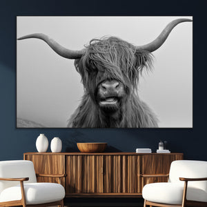Texas Cow Wall Art Canvas, Texas Longhorn Cattle Canvas