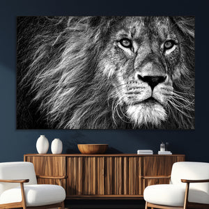 Black and White Lion Canvas Wall Art Print – Wildlife