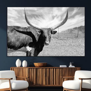 Cattle Wall Art Longhorn Cow Canvas Print
