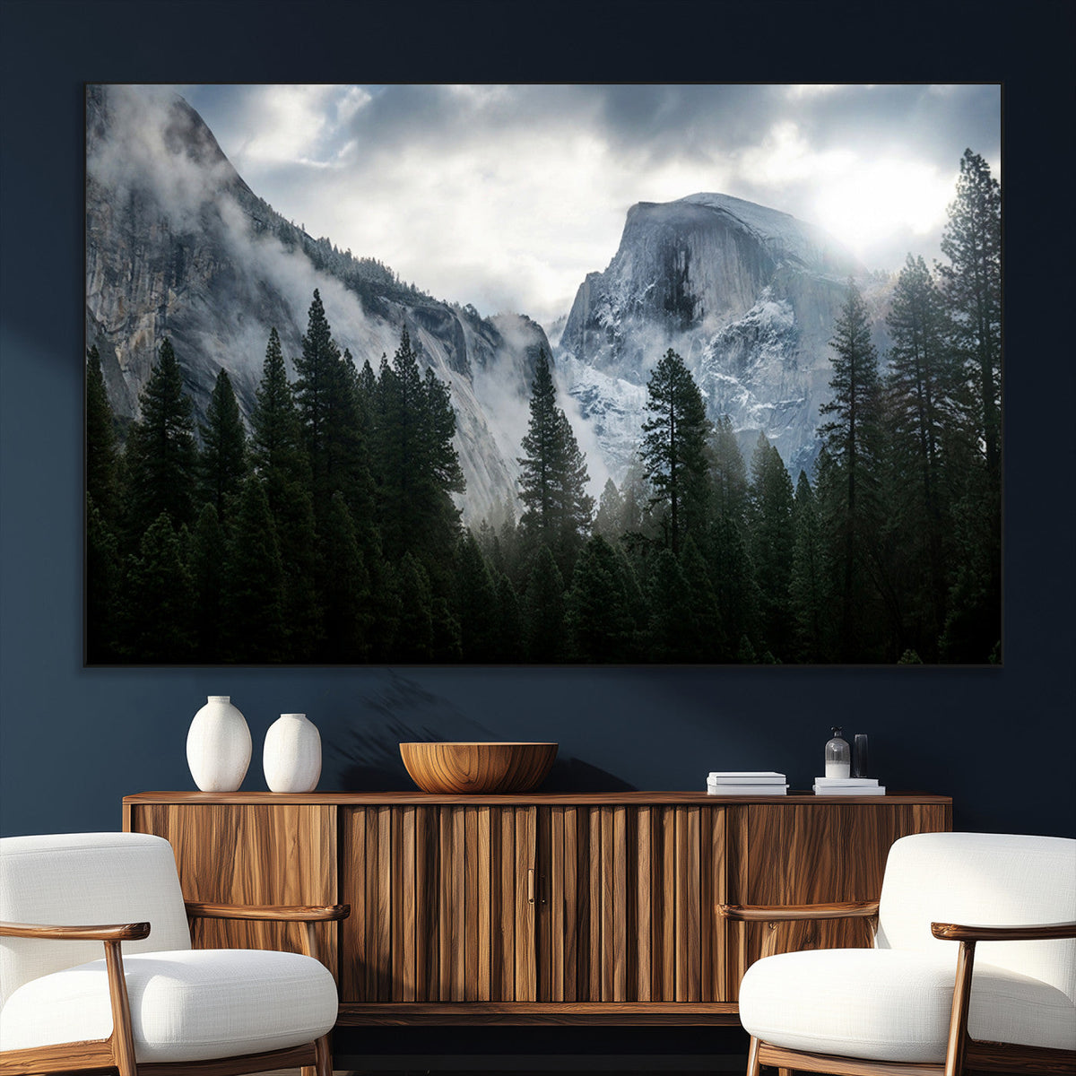 Yosemite National Park El Capitan Foggy Mountain Wall Art |